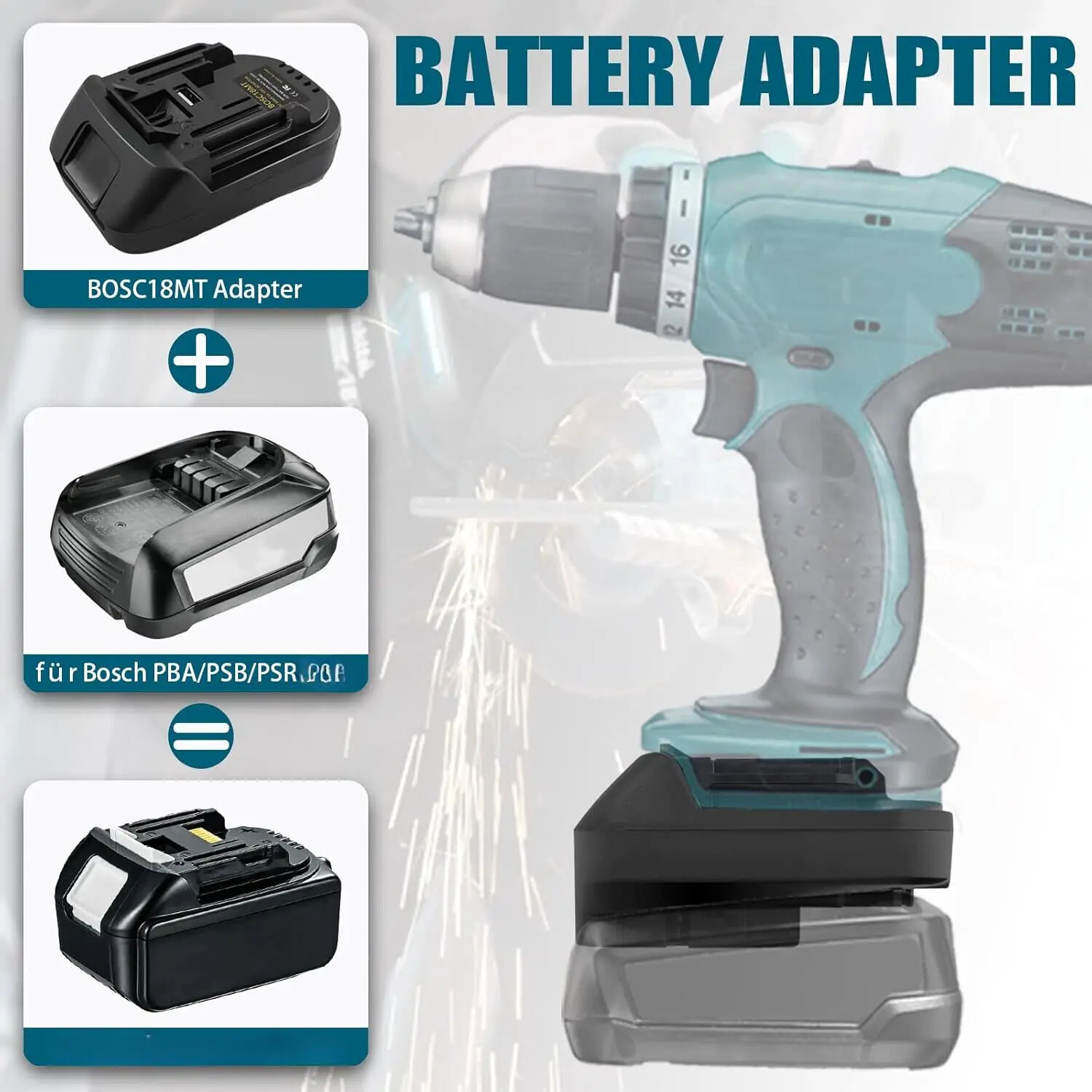 Brushless Cordless Electric Drill 18V - Adaptor Alat Bosch untuk Makita, Konverter